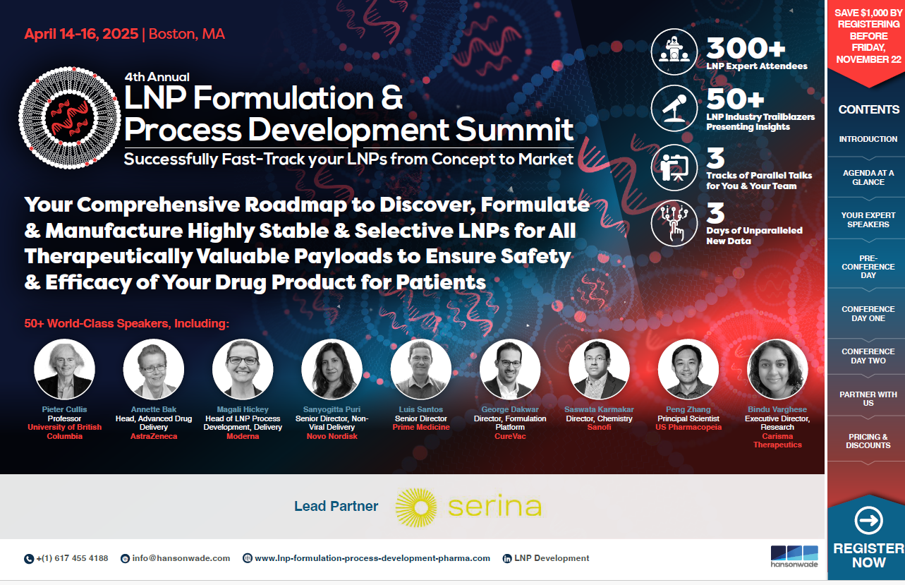 4th LNP Formulation & Process Development Summit - Brochure Image